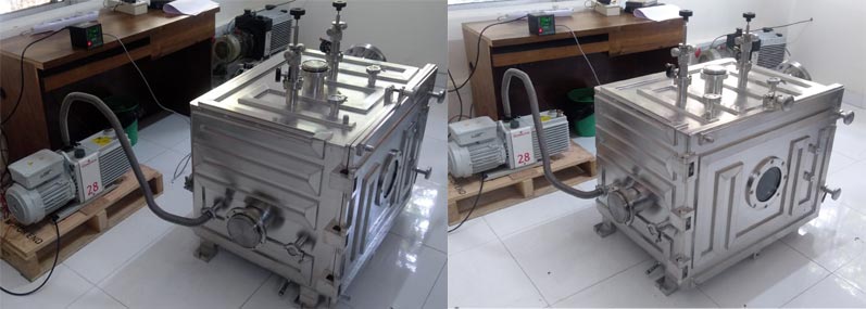 Experimental vacuum chamber for contamination free induction melting application
